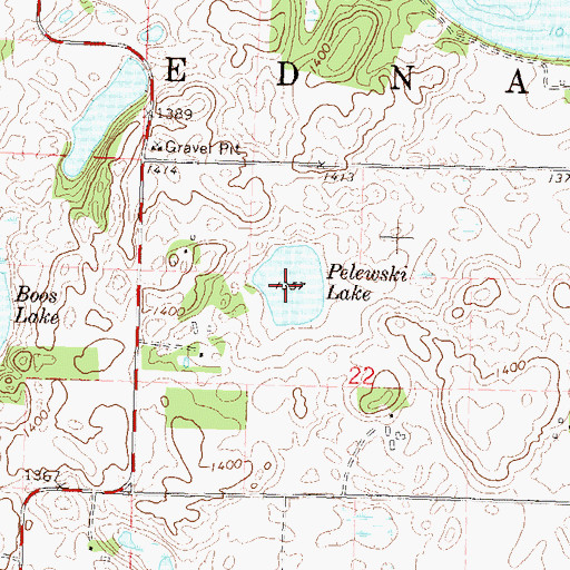 Topographic Map of Pelewski Lake, MN