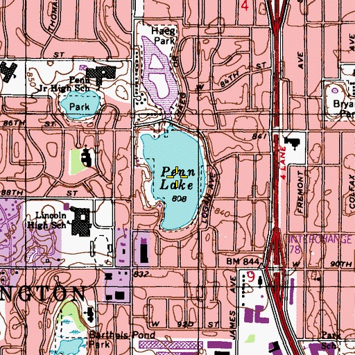Topographic Map of Penn Lake, MN
