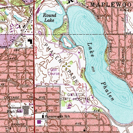 Topographic Map of Phalen Park, MN