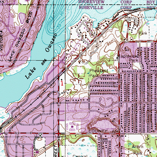 Topographic Map of Pheasant Park, MN