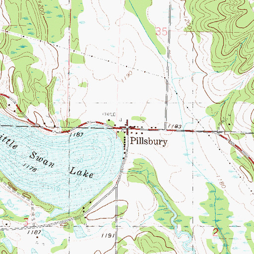 Topographic Map of Pillsbury, MN