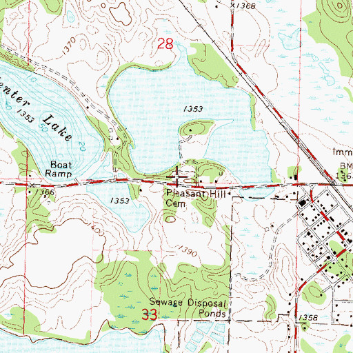 Topographic Map of Pleasant Hill Cemetery, MN