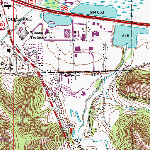 Topographic Map of Pleasant Valley, MN