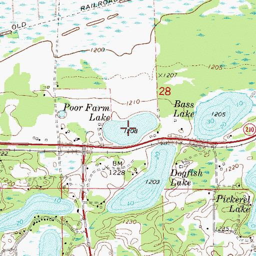 Topographic Map of Poor Farm Lake, MN
