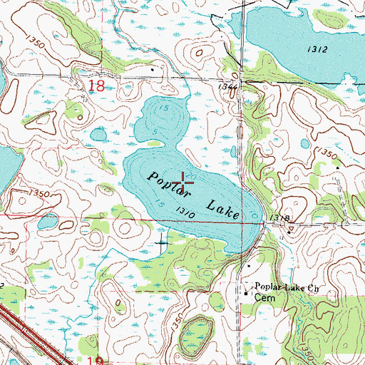 Topographic Map of Poplar Lake, MN