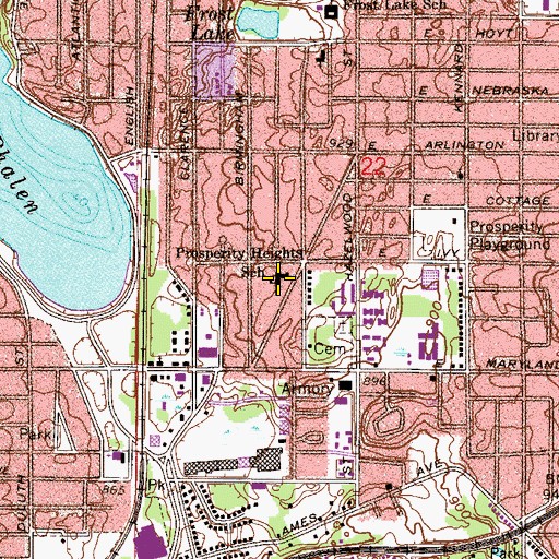 Topographic Map of Prosperity Heights School, MN