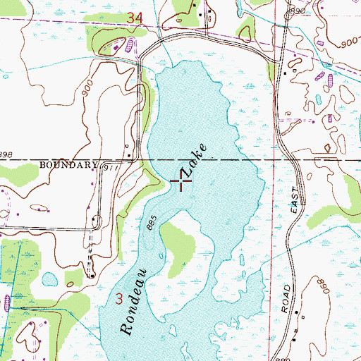 Topographic Map of Rondeau Lake, MN