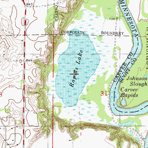 Topographic Map of Rapids Lake, MN