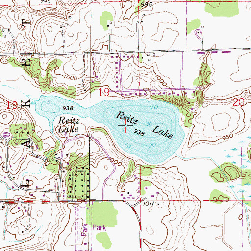 Topographic Map of Reitz Lake, MN