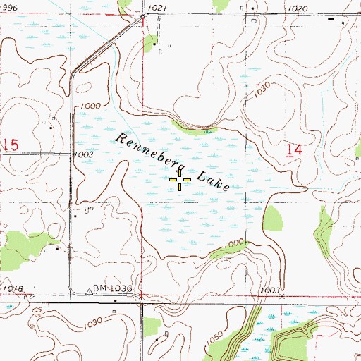 Topographic Map of Renneberg Lake, MN