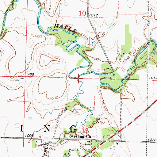 Topographic Map of Rice Creek, MN