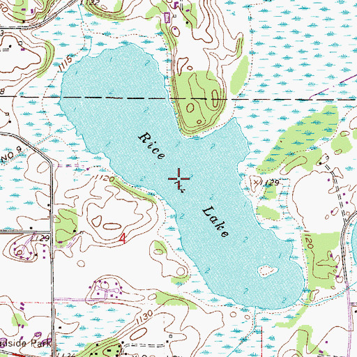 Topographic Map of Rice Lake, MN