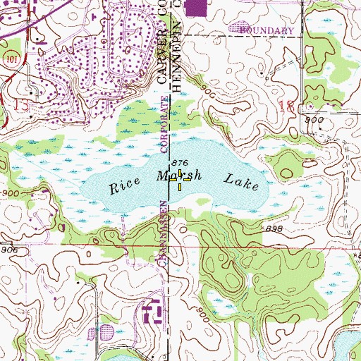 Topographic Map of Rice Marsh Lake, MN