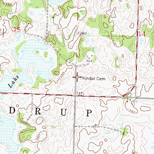 Topographic Map of Rindal Cemetery, MN