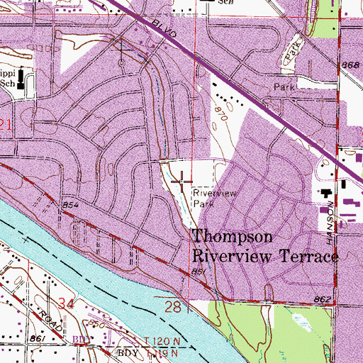 Topographic Map of Riverview Park, MN