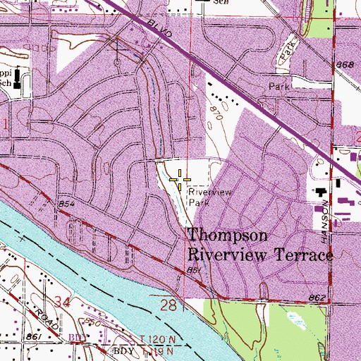 Topographic Map of Riverview Park, MN