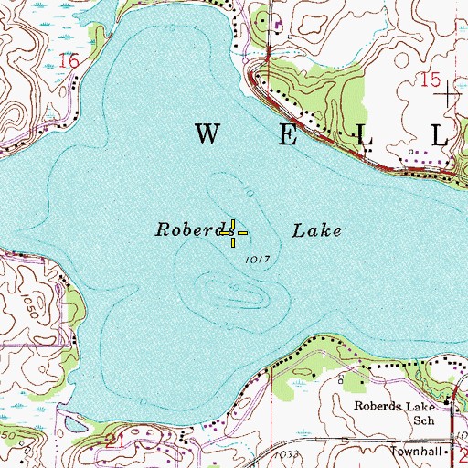 Topographic Map of Roberds Lake, MN