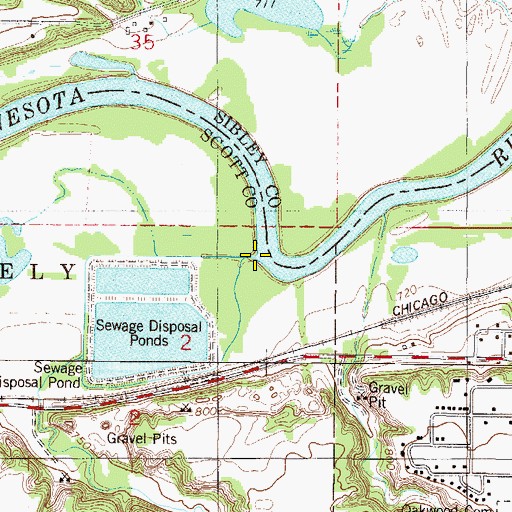 Topographic Map of Robert Creek, MN