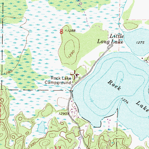 Topographic Map of Rock Lake Campground, MN