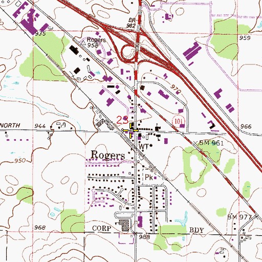 Topographic Map of Rogers, MN