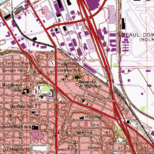 Topographic Map of Roosevelt Junior High School, MN