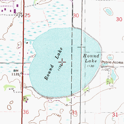 Topographic Map of Round Lake, MN