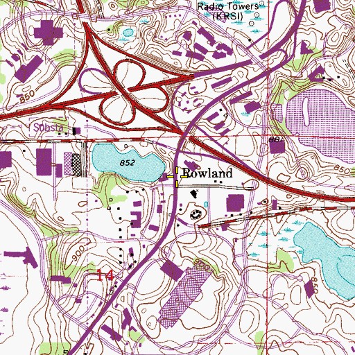 Topographic Map of Rowland, MN