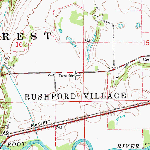 Topographic Map of Rushford Village, MN
