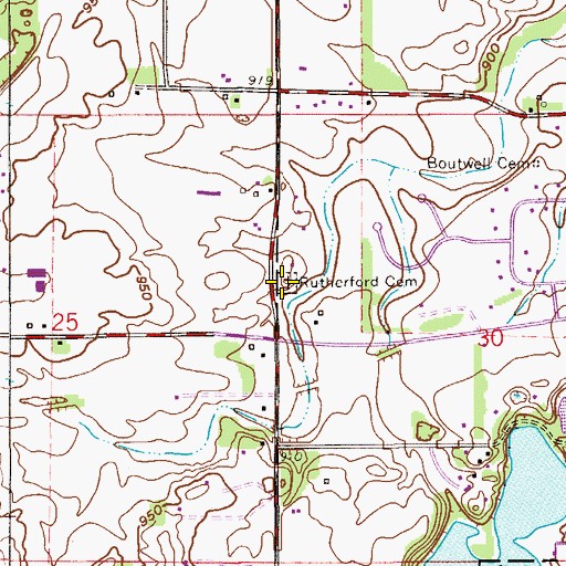 Topographic Map of Rutherford Cemetery, MN