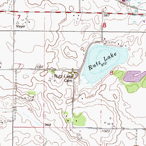 Topographic Map of Faith / Rutz Lake Cemetery, MN
