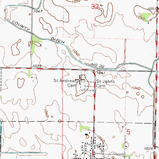 Topographic Map of Saint Andrews Cemetery, MN
