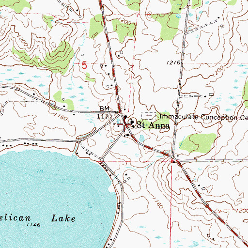 Topographic Map of Saint Anna, MN