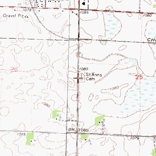 Topographic Map of Saint Anns Cemetery, MN