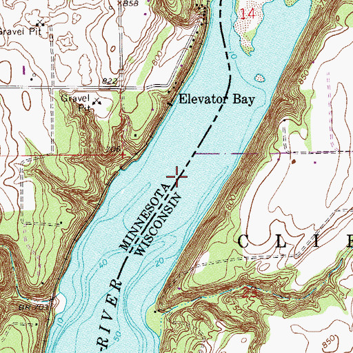 Topographic Map of Lake Saint Croix, WI