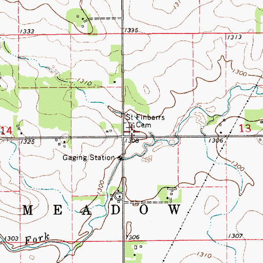 Topographic Map of Saint Finbarrs Cemetery, MN