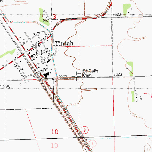 Topographic Map of Saint Galls Cemetery, MN