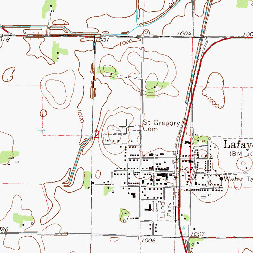 Topographic Map of Saint Gregory Cemetery, MN