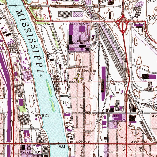 Topographic Map of Saint Hedwig School, MN