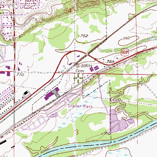 Topographic Map of Saint John's Cemetery, MN