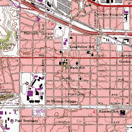 Topographic Map of Saint Mark School, MN
