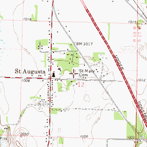 Topographic Map of Saint Mary Help of Christians Cemetery, MN