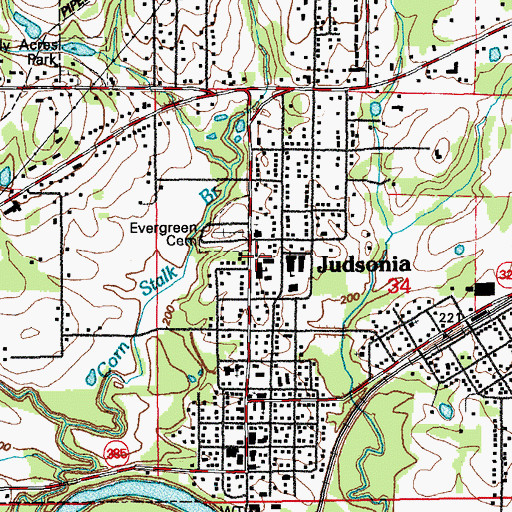 Topographic Map of Judsonia Elementary School, AR