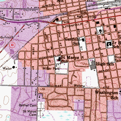 Topographic Map of Jefferson Elementary School, MN