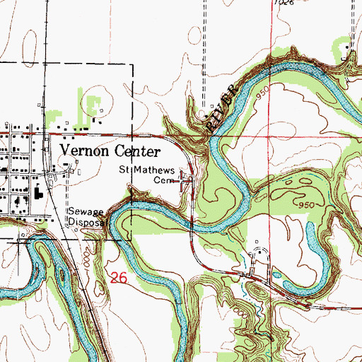 Topographic Map of Saint Matthews Cemetery, MN