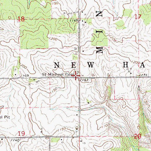 Topographic Map of Saint Michael Cemetery, MN