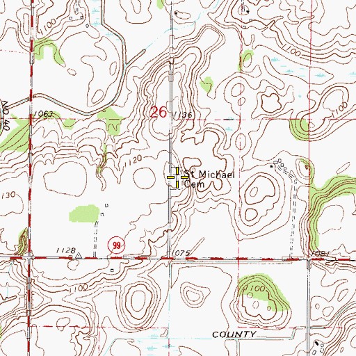 Topographic Map of Saint Michael Cemetery, MN