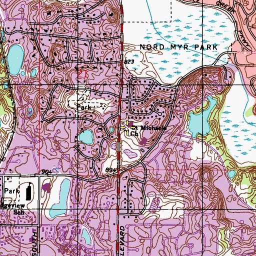 Topographic Map of Saint Michaels Church, MN