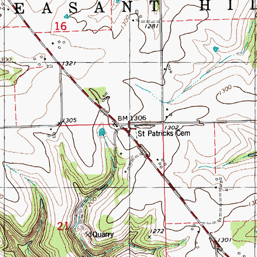 Topographic Map of Saint Patricks Cemetery, MN