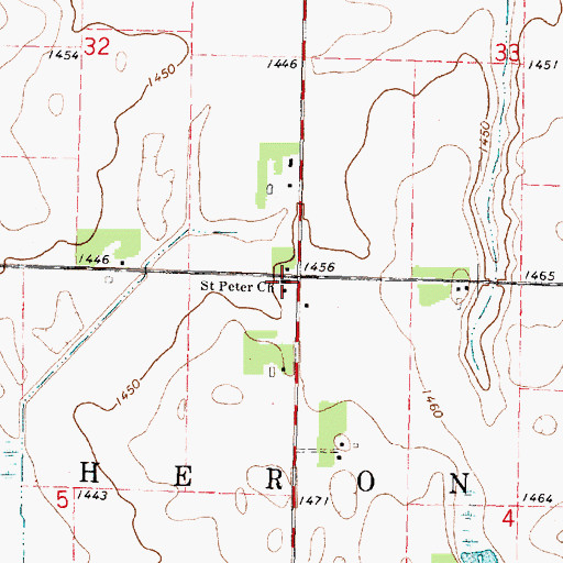 Topographic Map of Saint Peter Church, MN