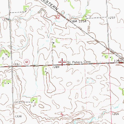 Topographic Map of Saint Peters Cemetery, MN